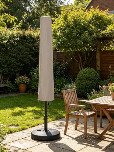 Vista 7 de Funda para sombrilla de patio de 6 a 9 pies, impermeable y duradera, con cremallera y varilla