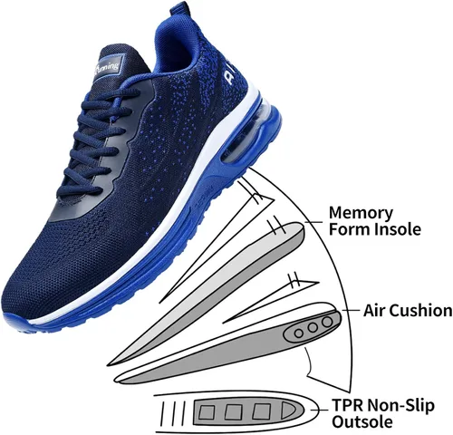 Vista 3 de Autper - Tenis deportivos Air para correr para hombre, tenis ligeros para caminar, trotar, ir al gimnasio o hacer deportes, talla 6.5 a 12.5