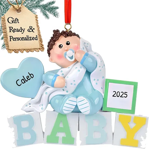 Vista 12 de Adornos personalizados para la primera Navidad del bebé 2024 – Adornos de Navidad personalizados para bebé recién nacido, adorno de primera Navidad