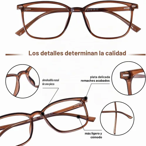 Vista 3 de FONHCOO Gafas de bloqueo de luz azul para mujeres y hombres, TR90, marco de moda, gafas de luz azul para computadora Café