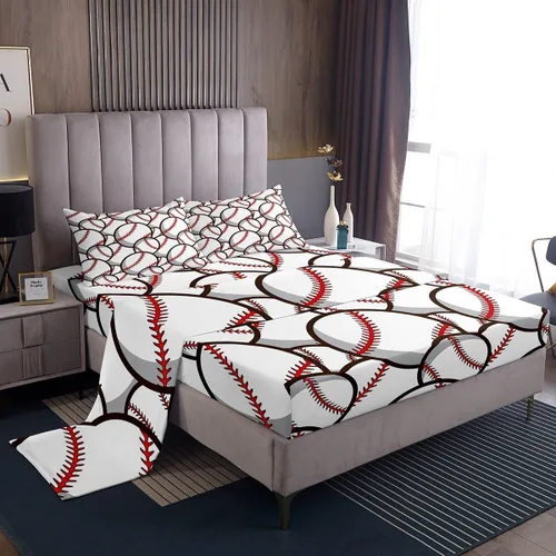 Vista 3 de Castle Fairy Juego de sábanas de béisbol tamaño twin, béisbol 3D para niños y jóvenes juego deportivo de pelota, juego de decoración de ropa de cama