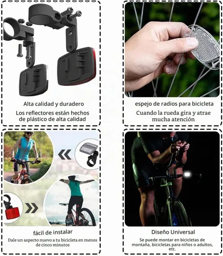 Vista 5 de VICDUEKG Kit de reflectores delanteros y traseros de bicicleta, 12 piezas de reflectores de radios de rueda de luz de bicicleta, accesorios de Blanco