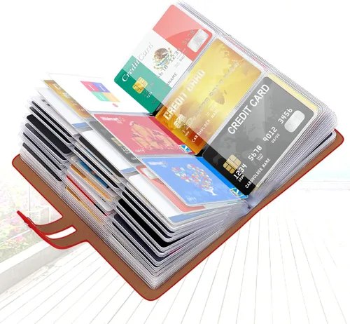 Vista 7 de Padike Soporte para tarjetas de crédito RFID, organizador de tarjetas de visita, con 96 ranuras para tarjetas, protector de tarjetas de crédito