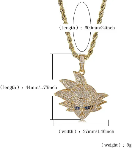 Vista 2 de KMASAL Hip Hop Cartoon Iced Out Bling Zirconia Pendant Chain Charm 18K Gold Plated Necklace for Men Women