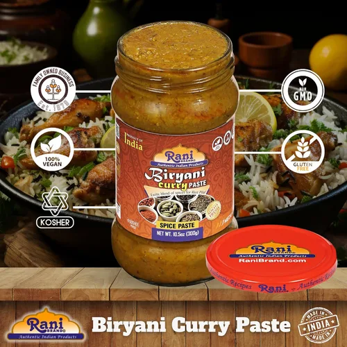 Vista 4 de Pasta de curry Rani Biryani Masala (pasta de especias de cocina para platos de arroz indio, pullao/pilau) tarro de vidrio de 10.5 onzas (10.58 oz) ~