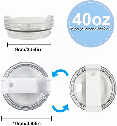 Vista 2 de Paquete de 2 tapas para vaso de 40 onzas compatibles con Stanley Quencher, cubiertas de vaso de acero inoxidable a prueba de derrames y resistentes