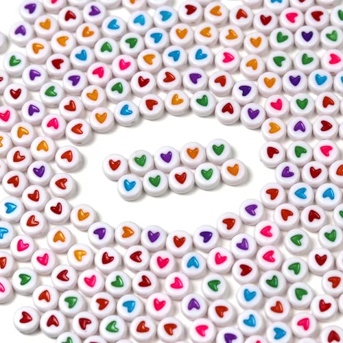 Vista 7 de Melius 500 cuentas acrílicas de corazón para pulseras, joyería, manualidades (4 x 7 redondas, corazón dorado)