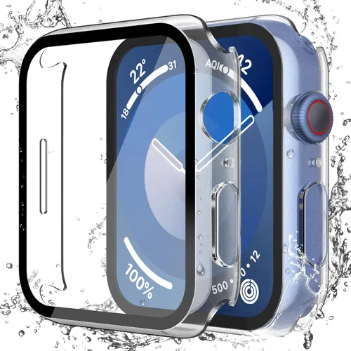 Vista 25 de Misxi Paquete de 2 fundas impermeables con botón diseñadas para Apple Watch Series 3 Series 2 de 38mm, funda rígida de policarbonato anticaídas