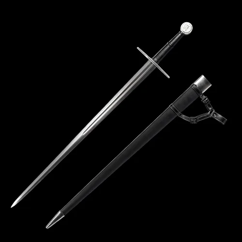 Vista 9 de Hoja afilada de acero forjado a mano de 48 pulgadas, espiga completa con funda protectora de cuero, espada medieval de metal real, regalos