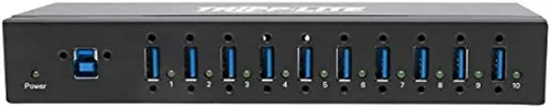 Vista 3 de TRIPP LITE Hub USB 3.0 de 10 puertos, divisor USB industrial para carga y transferencia de datos, 5 Gbps, carcasa de hierro (U360-010-IND)