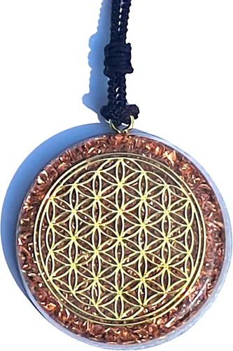 Vista 11 de Collar con Colgante Reversible de Orgón de Geometría Sagrada GRANDE 2.25 pulgadas 10.7cm