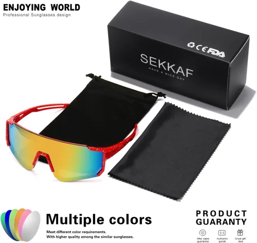Vista 6 de SEKKAF Gafas de sol de béisbol juveniles para niños y niñas de 6 a 12 años de edad, gafas de sol deportivas de softbol para ciclismo y deportes
