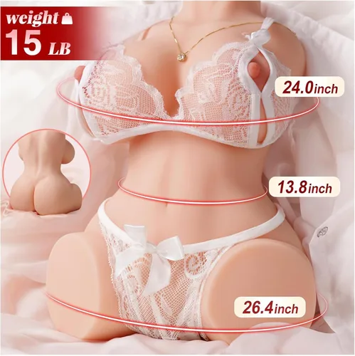 Vista 5 de Muñeca Sexual para Hombres Masturbador Masculino - 15 LB Masturbadores Masculinos de Tamaño Real Juguetes Sexuales Torso con Vagina y Canal Anal