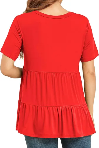 Vista 4 de Xpenyo Blusas de maternidad para mujer, de manga larga, estilo casual, para embarazadas, para otoño, a la moda, cuello redondo, blusas elegantes