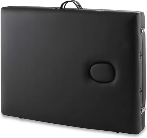 Vista 4 de Saloniture Mesa de masaje profesional portátil y ligera con patas de aluminio, incluye reposacabezas, soporte facial, reposabrazos y funda