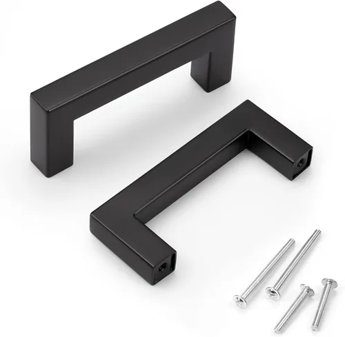 Vista 14 de Juego de manijas de puerta de acero inoxidable de 1/2 de ancho, esquinas cuadradas, para armario de cocina