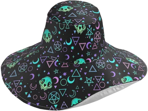 Vista 14 de MNSRUU Wide Brim Hats Skull Sun Hat Packable Sun Visors Floppy Summer Beach Hat for UV Protection
