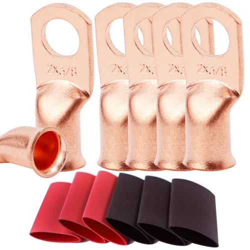 Vista 92 de TKDMR - Kit de 264 piezas de extremos de cable de batería, 132 piezas de terminales de anillo de lengüetas de cable de cobre resistentes AWG 8 6 4 2