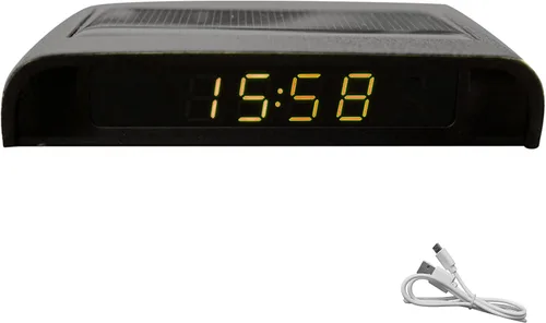 Vista 6 de Kakalote Reloj de coche LCD alimentado por energía solar, reloj luminoso para tablero de instrumentos con brillo ajustable, fecha, pantalla de luz