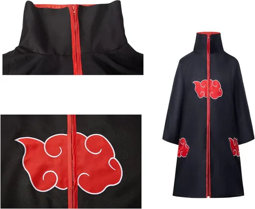 Vista 4 de Itopfox 3Pcs Cloak Cosplay Costume with Headband Ring Long Robe Halloween Cosplay Costume Black