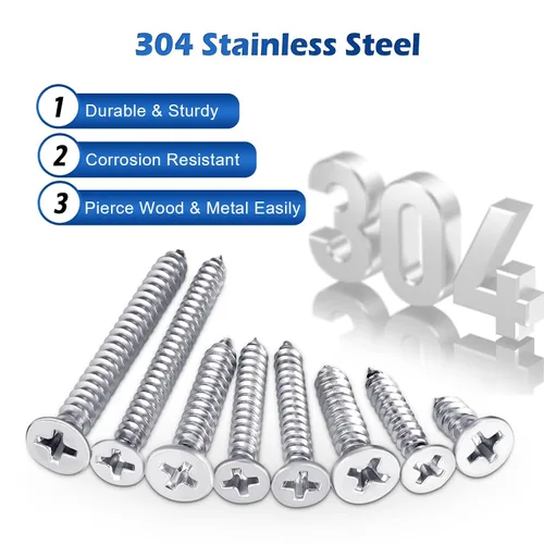 Vista 3 de Kit surtido de 520 tornillos para madera, juego de tornillos autorroscantes de acero inoxidable, tornillos pequeños para paneles de yeso