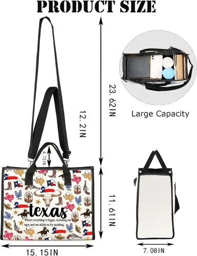 Vista 4 de JNIAP Bolsa de lona de Texas, regalos de viaje, bolsas de compras reutilizables de Texas, bolsas de comestibles