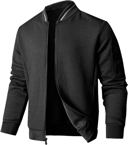 Vista 10 de SAVKOOV Chaqueta ligera de ajuste holgado para hombre, chaqueta bomber casual y elegante
