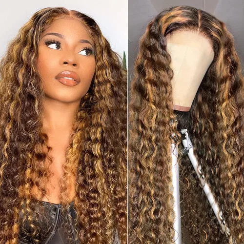 Vista 23 de Pelucas de cabello humano profundo de 13 x 4 pulgadas, encaje frontal de Onda profunda 13x4 sin pegamento natural