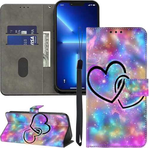 Vista 8 de ALILANG Funda para iPhone 13 Mini/iPhone 12 Mini de 5.4 pulgadas con soporte para tarjeta de crédito, funda magnética protectora de piel sintética