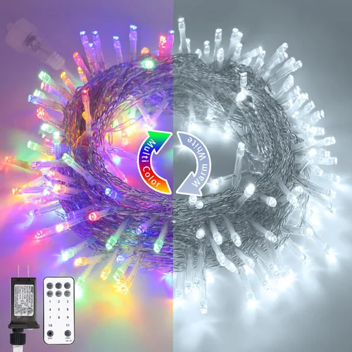 Vista 46 de JMEXSUSS 200 luces LED de Pascua al aire libre e interior para decoraciones, 66 pies conectables pastel luces de Pascua cadena de alambre