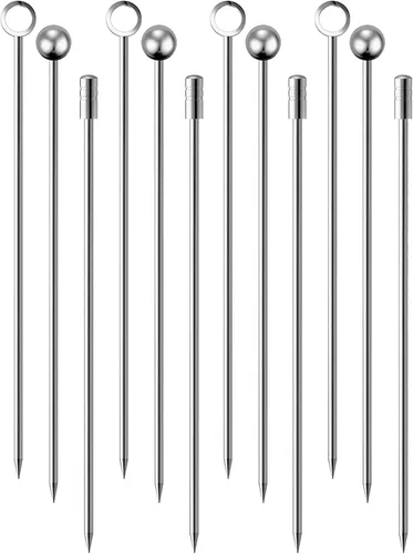 Vista 14 de OGGI Palitos de cóctel de bambú, 50 piezas, palillos de Martini de bambú, brochetas de cóctel de madera reutilizables, palitos de Martini