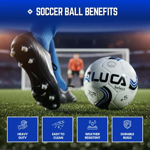 Vista 4 de LUCA Balón de fútbol tamaño 5, piel sintética suave al tacto, duradera e impermeable, pelota de entrenamiento para jóvenes y adultos para jugar