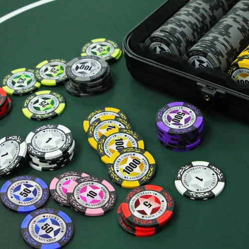 Vista 6 de ORIENGEAR Professional Poker Chips, 50 Pcs 14 Gram Composite Chips with Clear Denominations, Numbered Casino Chips for Blackjack, Roulette & Poker