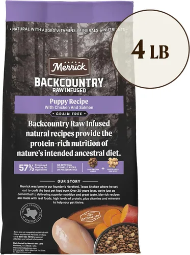 Vista 7 de Merrick Backcountry - Alimento seco para perros sin granos, croquetas con trozos crudos liofilizados, receta de pollo, bolsa de 4.0 libras