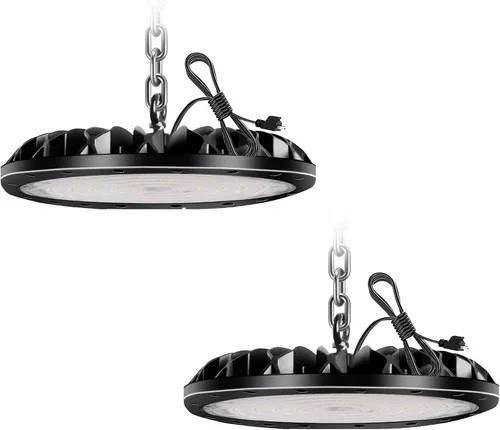 Vista 20 de loyal Luces LED de alta bahía: iluminación comercial regulable UFO 6000K - para almacén, garaje, taller, gimnasio, con cable de enchufe de EE. UU