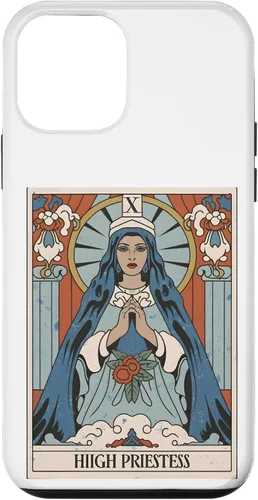 Vista 12 de Funda gráfica espiritual mística para iPhone 15 The Highest Priestess Tarot Card