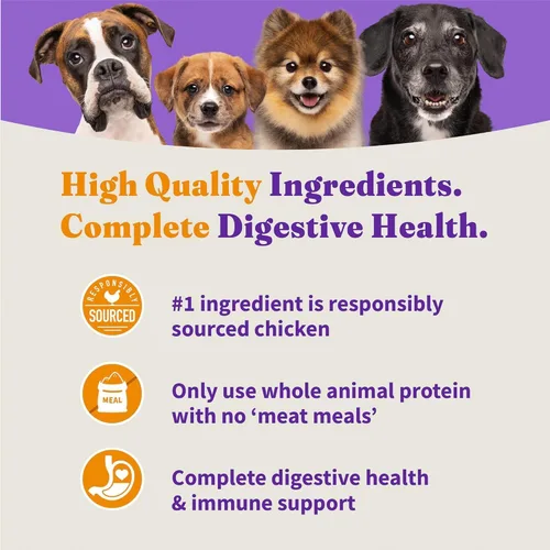 Vista 7 de Halo Holistic, comida para perros sin jaula con pollo libre y arroz integral, fórmula de cereales saludables, comida seca para perros, salud