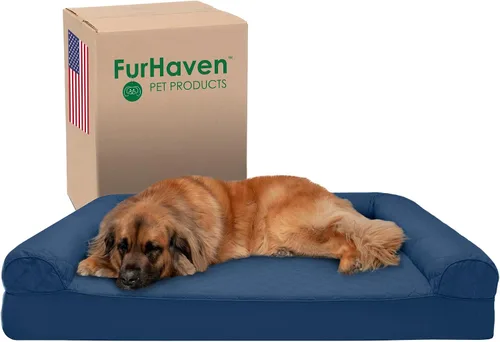 Vista 29 de Furhaven Cama para perro de espuma viscoelástica para perros medianos y pequeños con cojines extraíbles y funda lavable, para perros de hasta 35