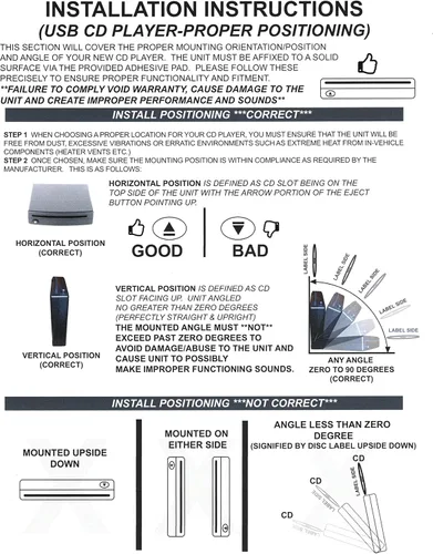 Vista 5 de (AIE)-PREM-CD-DLX - Reproductor de CD USB para automóvil - Kit USB de lujo con control remoto de CD - Funciona con "Cualquier vehículo