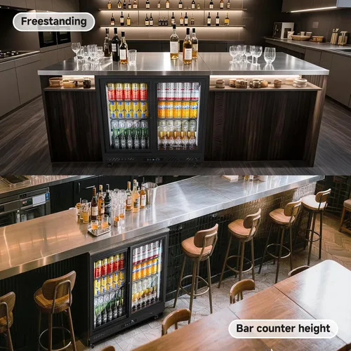 Vista 4 de BODEGA BODEGACOOLER Enfriador de barra trasera, refrigerador comercial de bebidas de 7.7 pies cúbicos con 2 puertas corredizas de vidrio