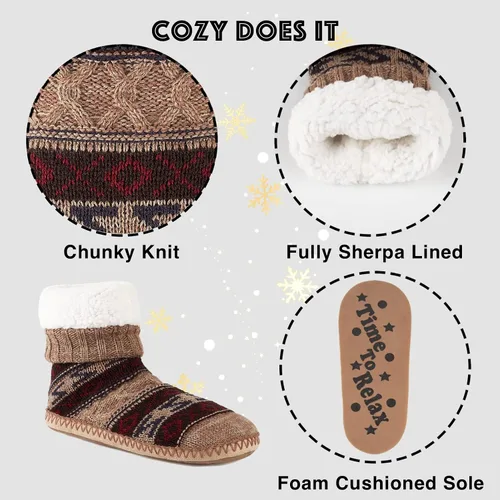 Vista 4 de Cozylook Calcetines tipo pantufla para hombre, con forro polar, suela antideslizante, para invierno, suaves, gruesas, acogedoras, cálidas, peludas