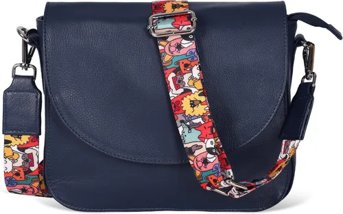 Vista 38 de Bolso bandolera de cuero genuino para mujer con correa ajustable, bolsillo para móvil y cremallera exterior e
