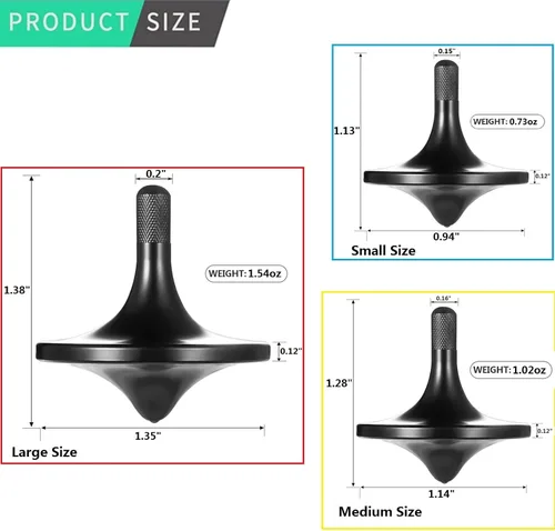 Vista 2 de Parte superior giratoria de acero inoxidable, exquisito equilibrio perfecto bien hecho de metal para escritorio EDC pequeño juguete