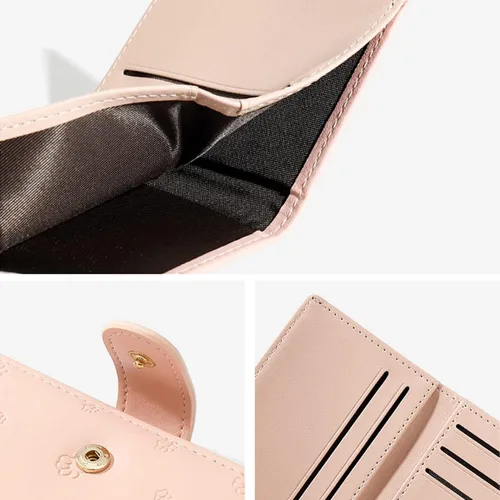 Vista 4 de SUMGOGO Cartera pequeña para niñas, niños y mujeres, lindo bolso corto pequeño delgado para efectivo, tarjetero y monedero Footprint Editon