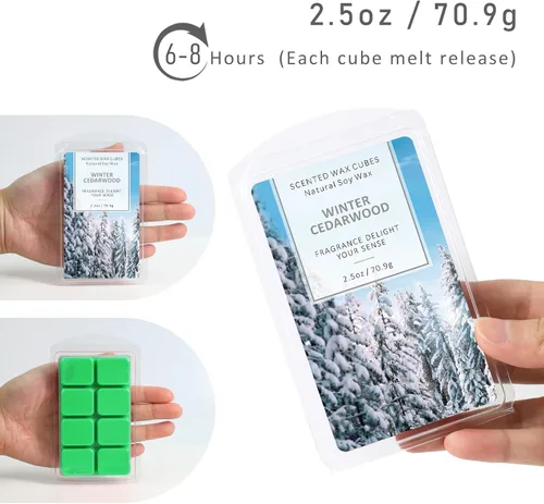 Vista 2 de SCENTORINI Cubos de Cera Derretible, Cera Derretible de Vela de Cedro Invernal con Aroma Fuerte, Cera Perfumada de Soja para Calentador de Cera