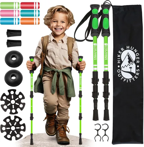 Vista 13 de Kids Hiking Poles by USA Brand - Lightweight Collapsible Kids Walking Stick w/Quick Adjustable Flip Locks