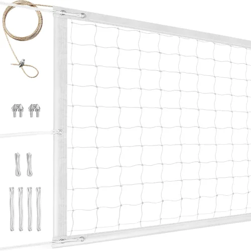 Vista 10 de Red profesional de voleibol para exteriores de servicio pesado, mejorada para todo clima, cable de acero inoxidable extendido, bordes extra gruesos