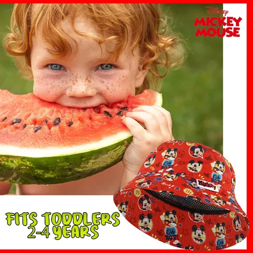 Vista 6 de Disney Mickey Mouse 6014 - Sombrero de cubo rojo para niño, Rojo, talla única