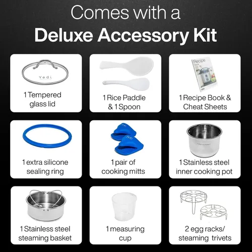 Vista 2 de Yedi Houseware Paquete de freidora de aire de pantalla digital 9 en 1, con recetas sin fin y kit de accesorios de lujo, 6 cuartos de galón