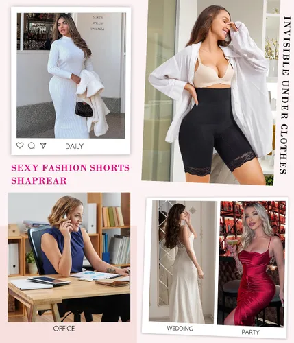 Vista 7 de Nebility Faja moldeadora para mujer, con control de abdomen, cintura alta, moldeador de cuerpo, pantalones cortos para muslos más delgados